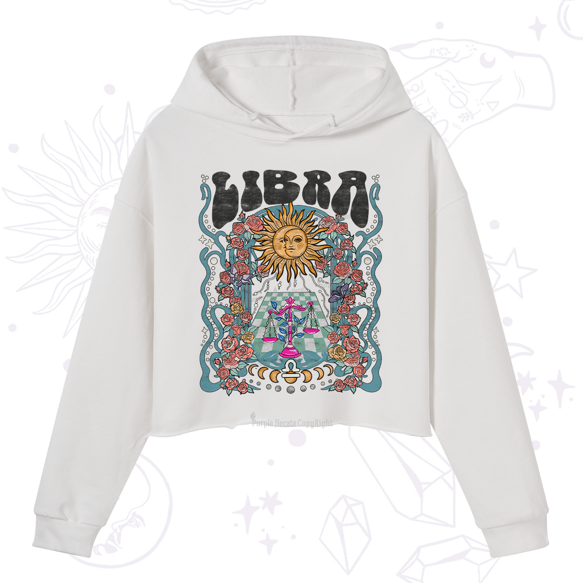 Purplehecate Libra Spirit Zodiac Crop Hoodie
