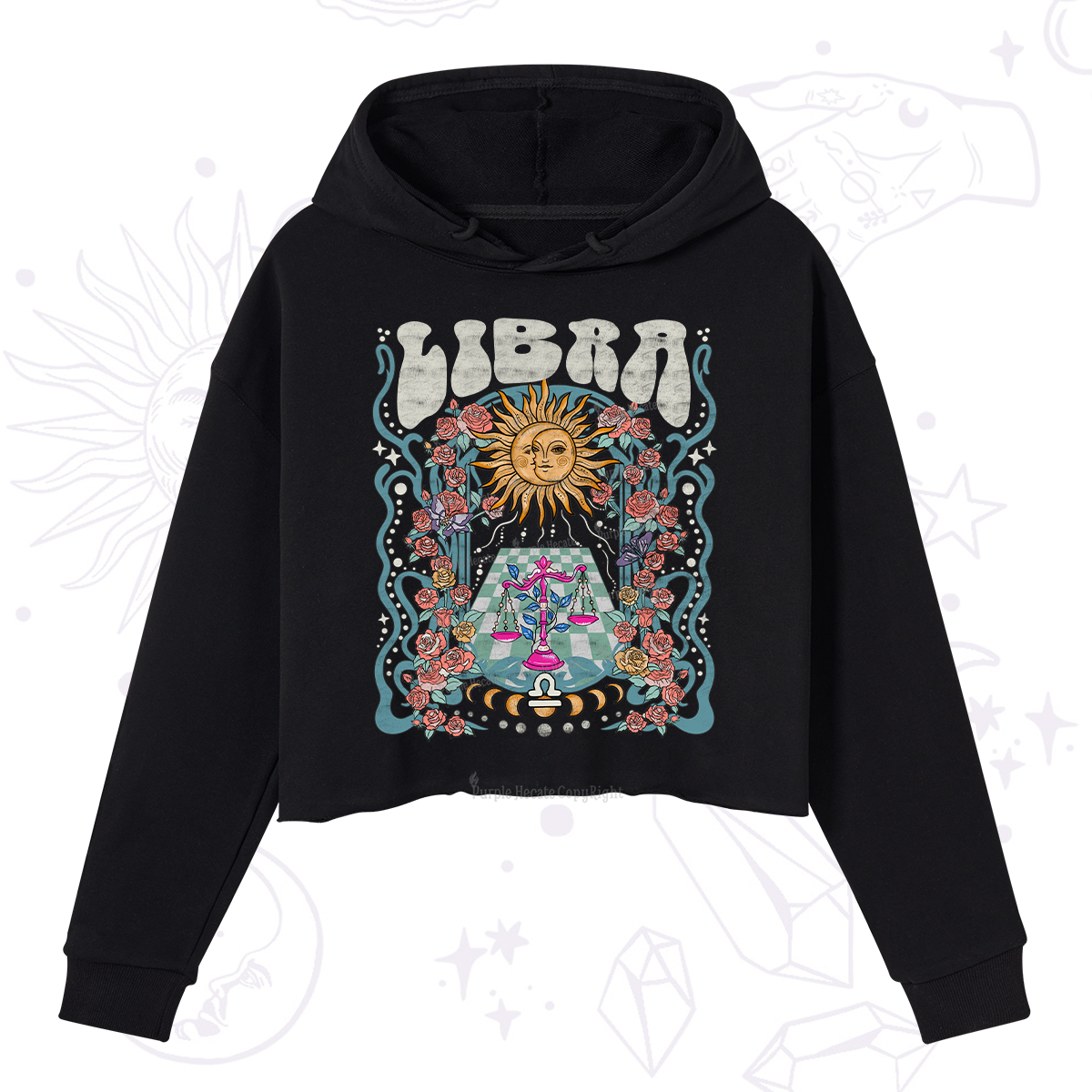 Purplehecate Libra Spirit Zodiac Crop Hoodie