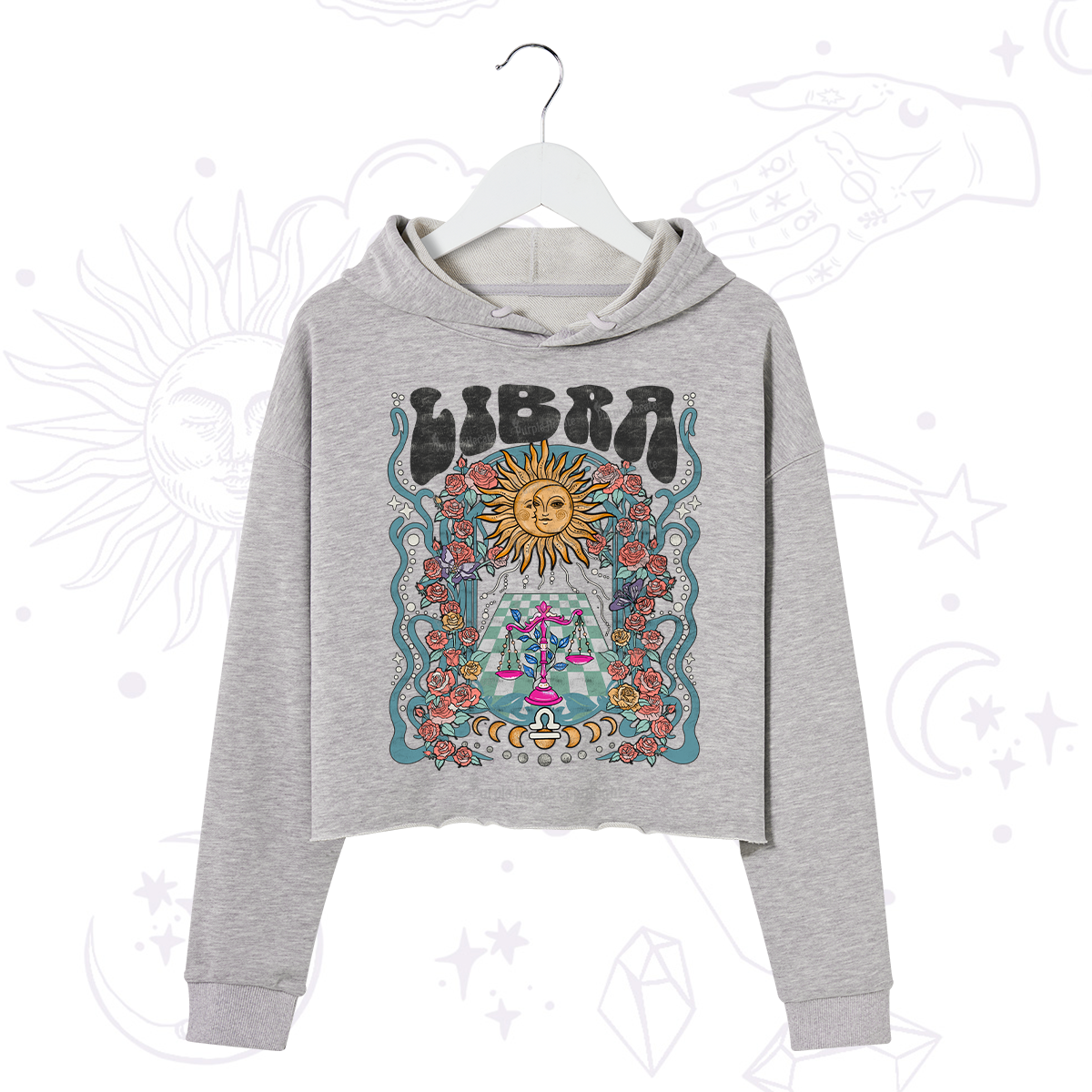 Purplehecate Libra Spirit Zodiac Crop Hoodie