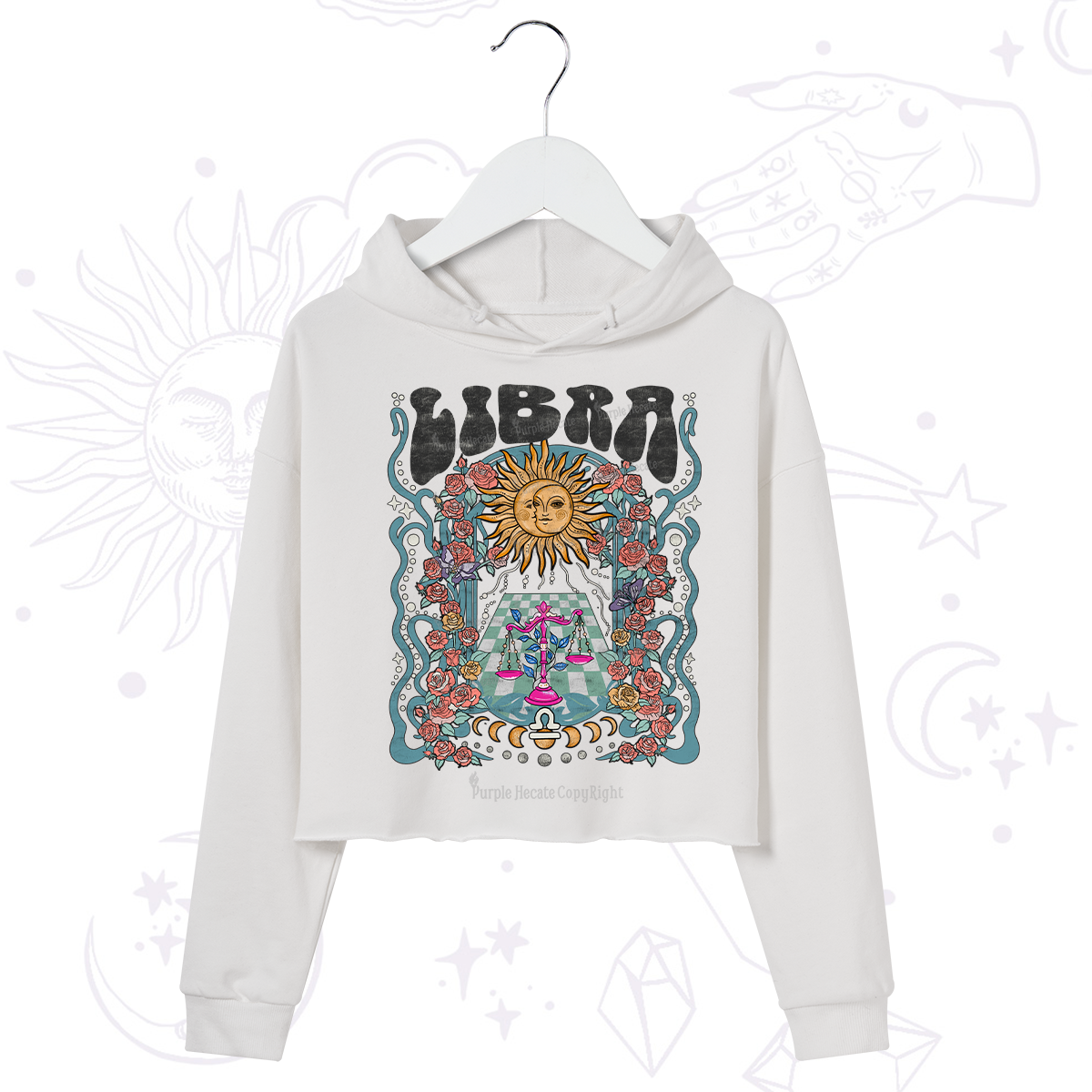 Purplehecate Libra Spirit Zodiac Crop Hoodie