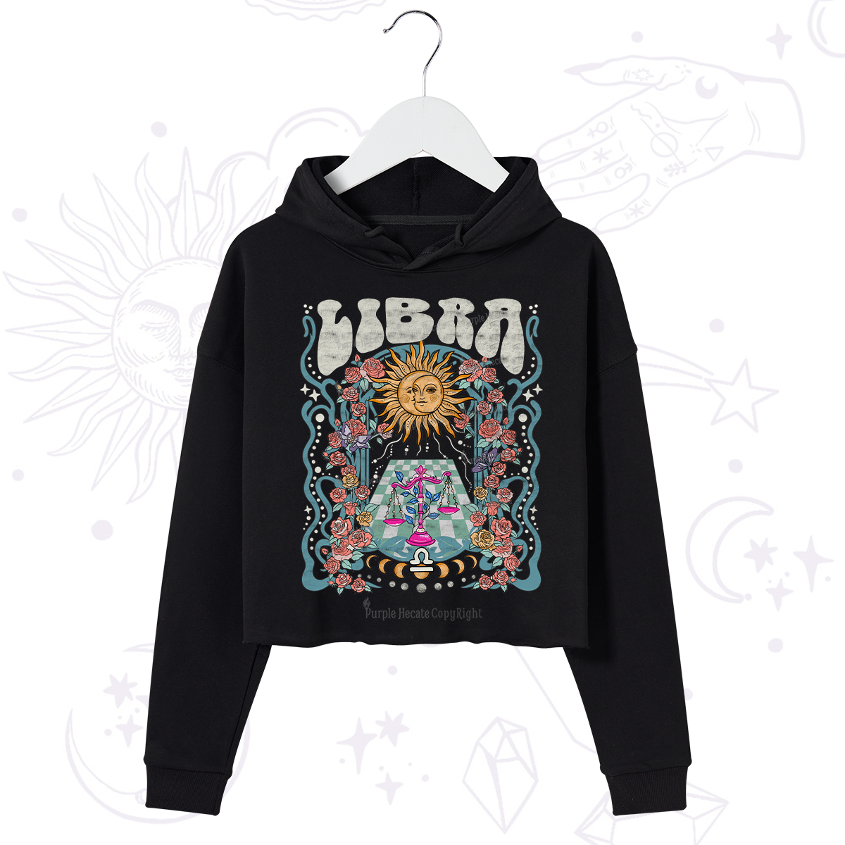 Purplehecate Libra Spirit Zodiac Crop Hoodie