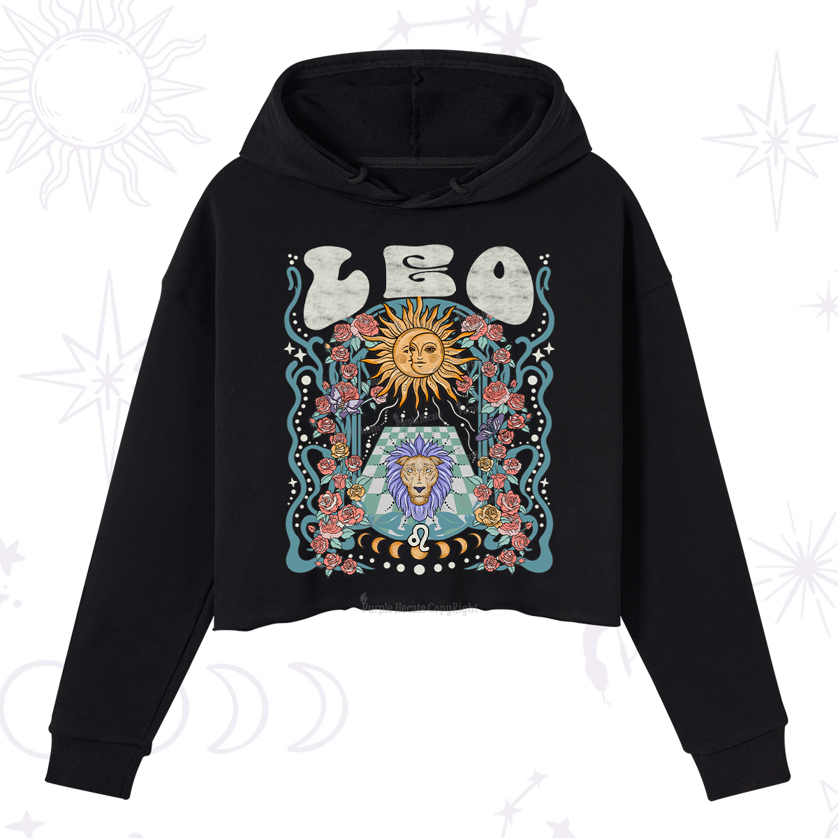 Purplehecate Leo Spirit Zodiac Crop Hoodie