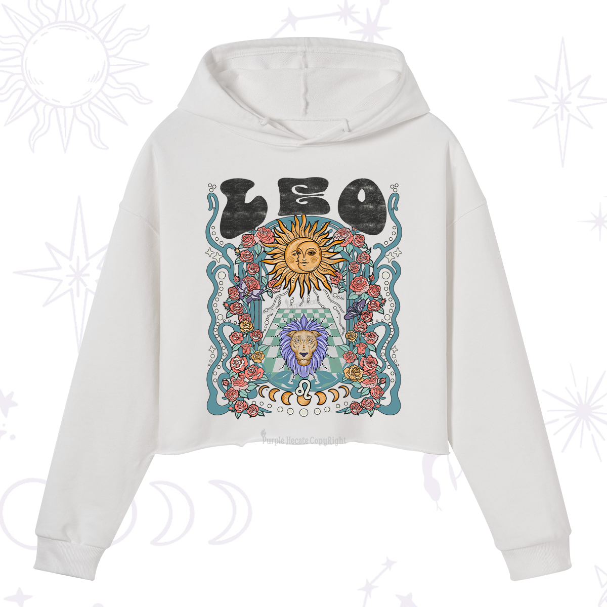 Purplehecate Leo Spirit Zodiac Crop Hoodie