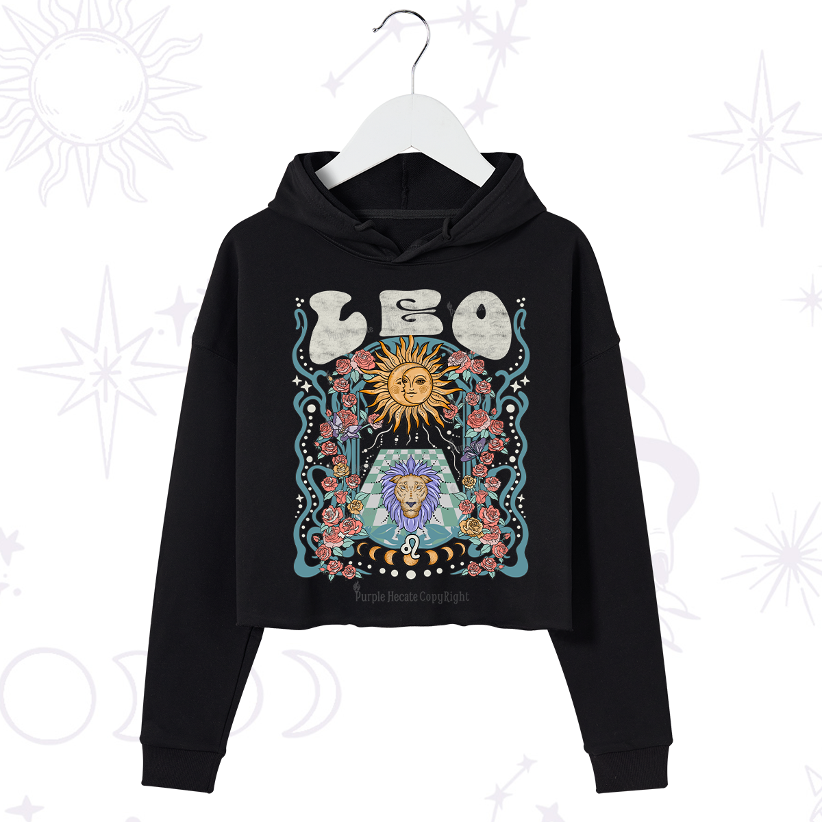 Purplehecate Leo Spirit Zodiac Crop Hoodie