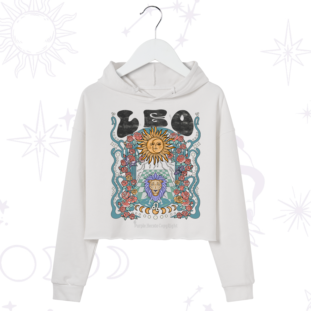 Purplehecate Leo Spirit Zodiac Crop Hoodie