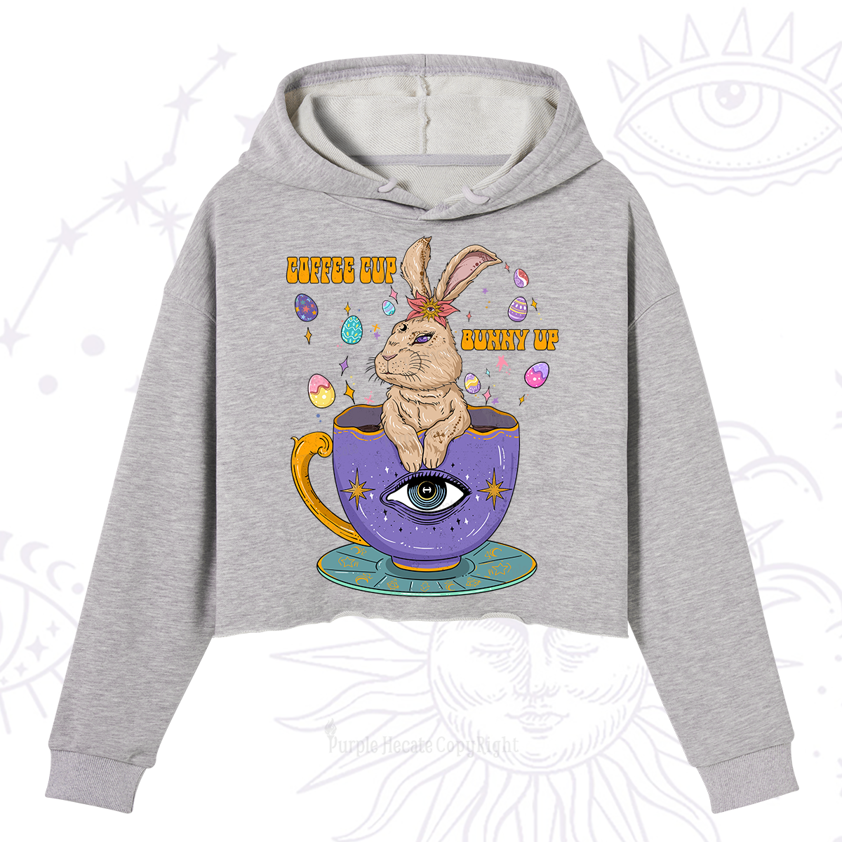 Purplehecate Coffee Cup Bunny Up Crop Hoodie