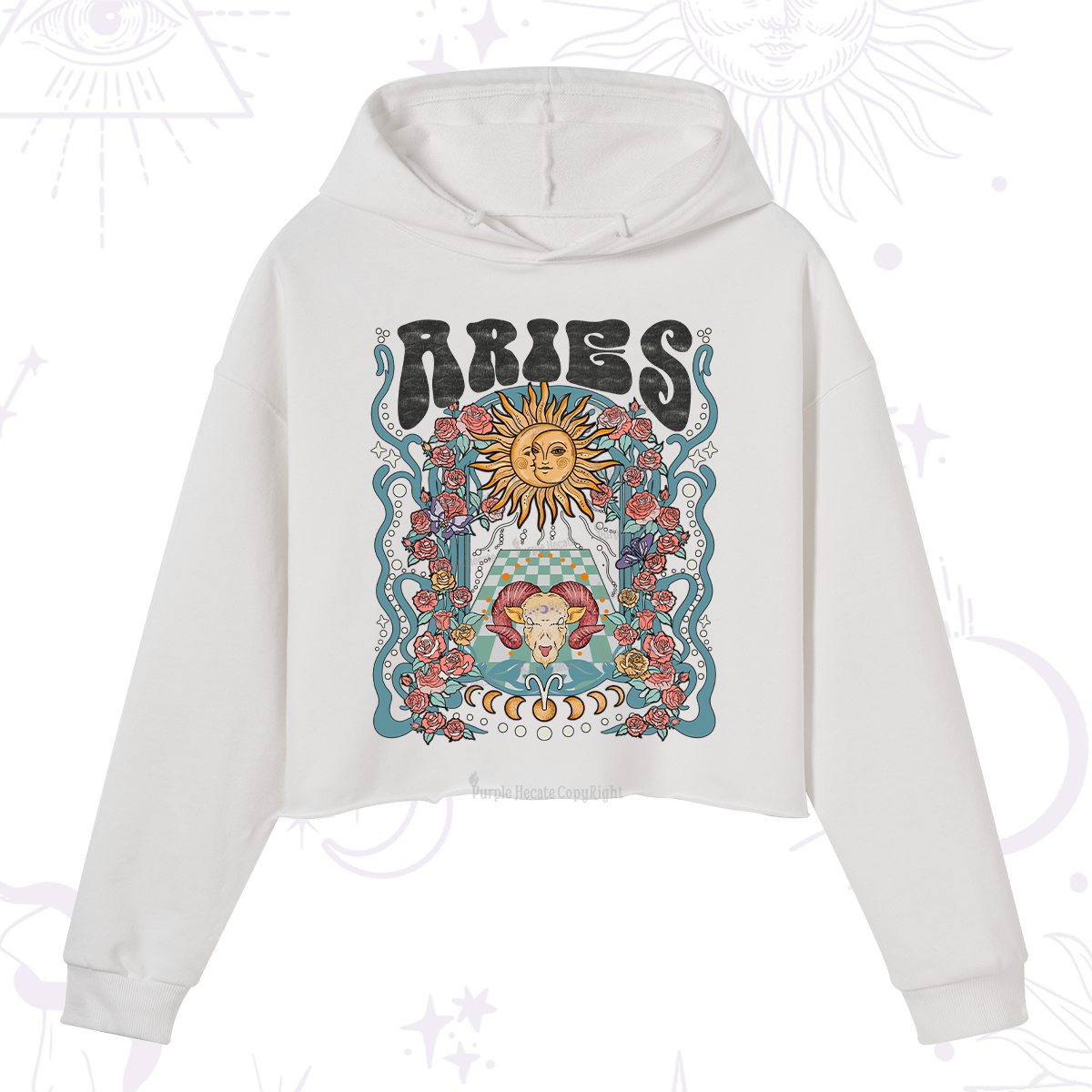 Purplehecate Aries Spirit Zodiac Crop Hoodie