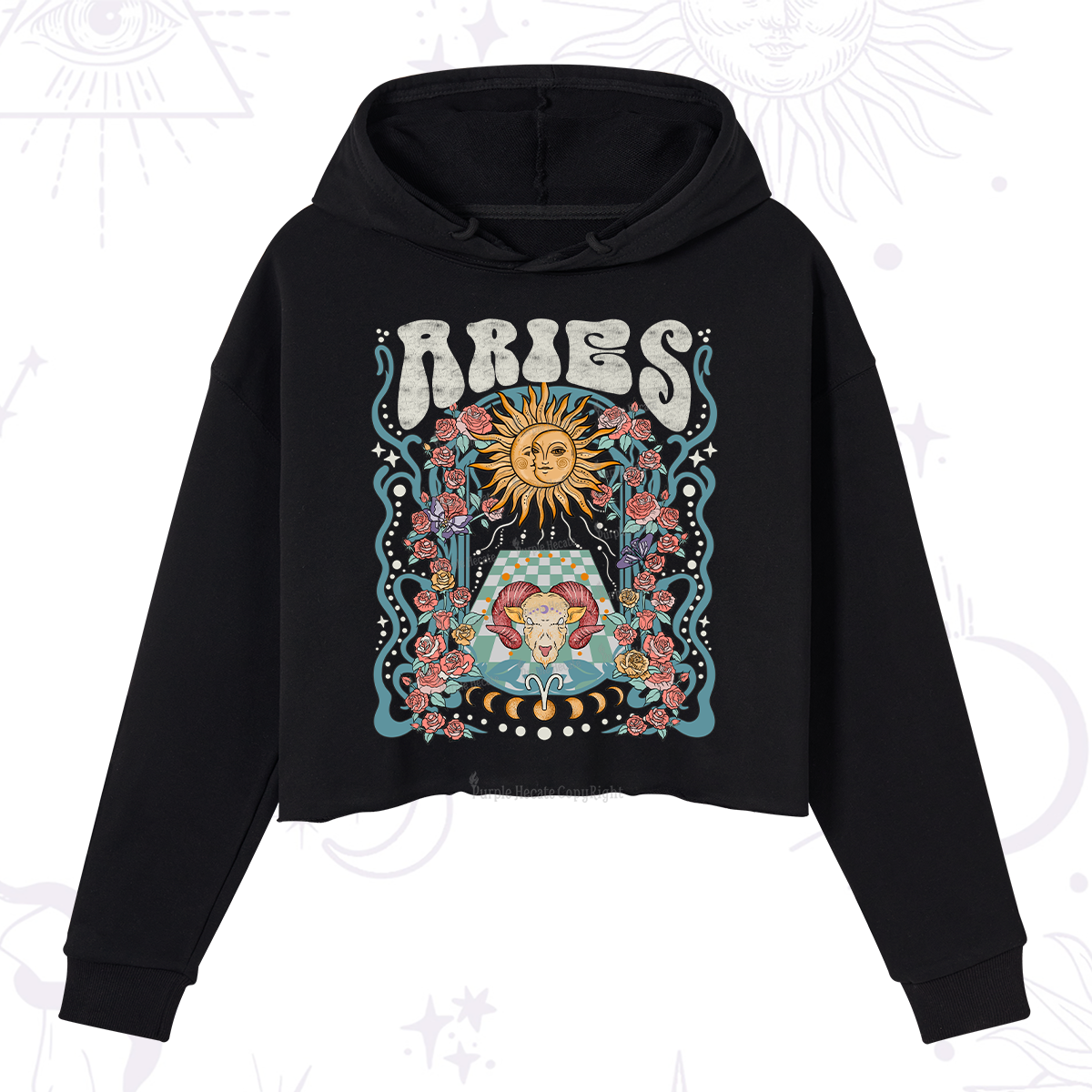 Purplehecate Aries Spirit Zodiac Crop Hoodie