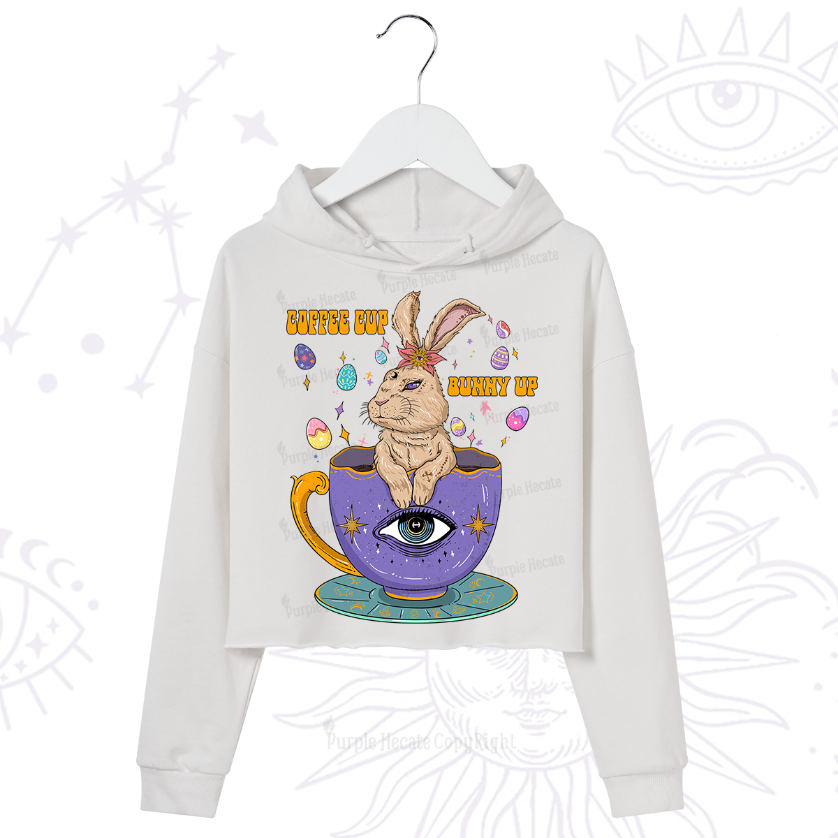 Purplehecate Coffee Cup Bunny Up Crop Hoodie