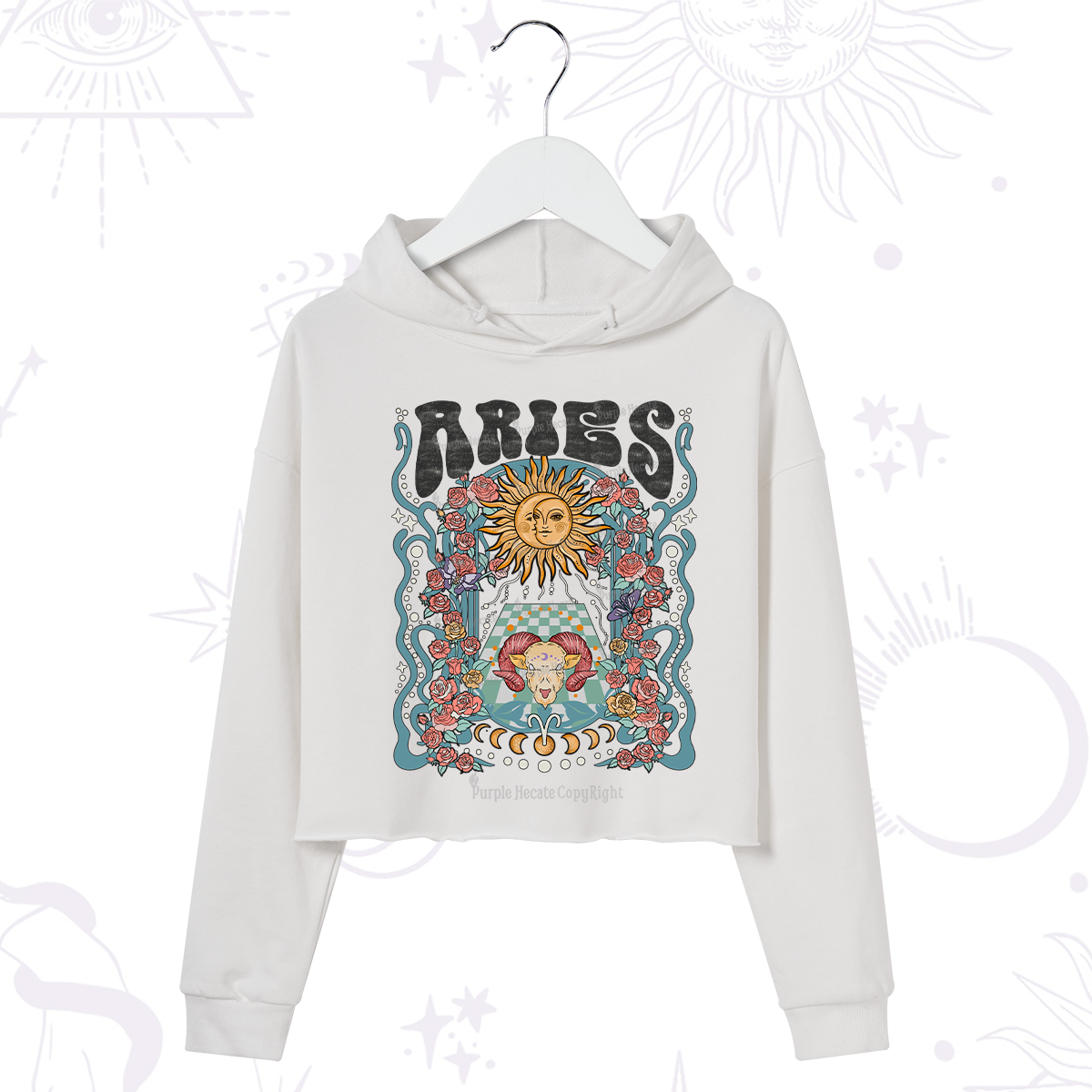 Purplehecate Aries Spirit Zodiac Crop Hoodie
