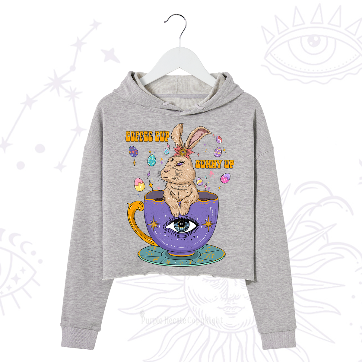 Purplehecate Coffee Cup Bunny Up Crop Hoodie