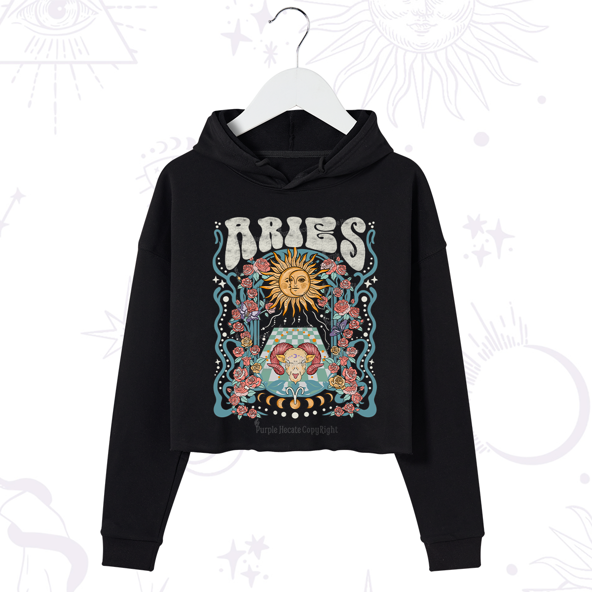 Purplehecate Aries Spirit Zodiac Crop Hoodie