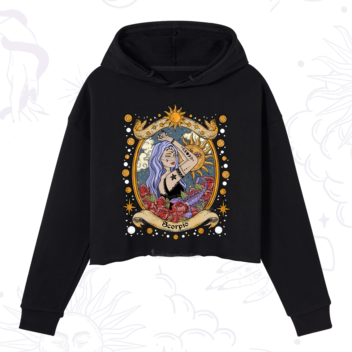Purplehecate Scorpio Radiance Zodiac Crop Hoodie