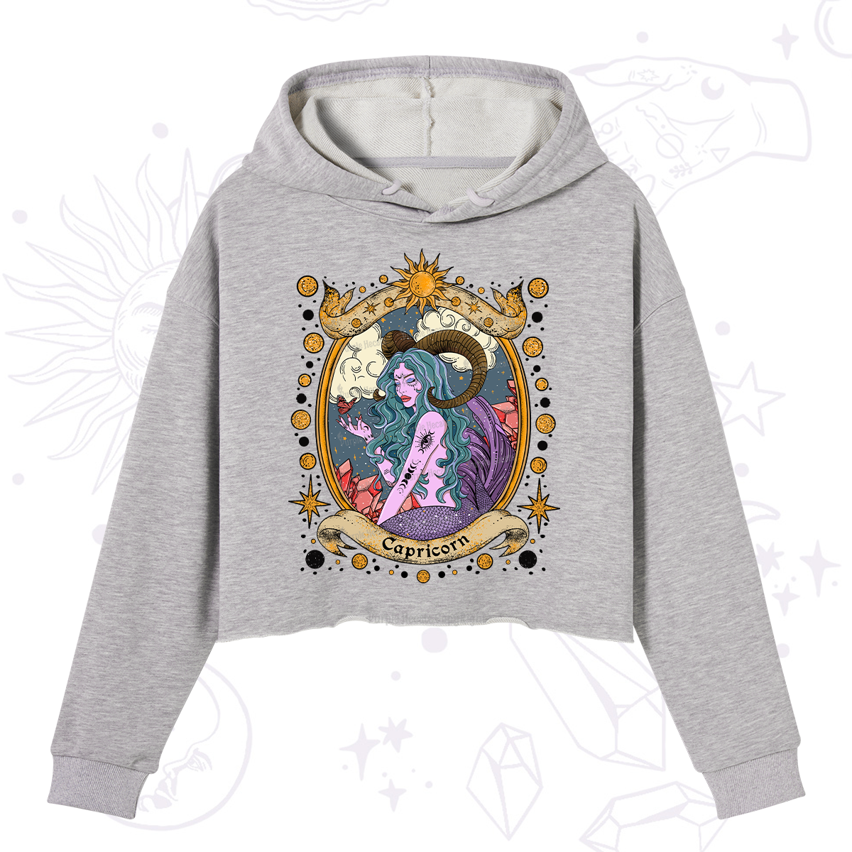 Purplehecate Capricorn Radiance Zodiac Crop Hoodie