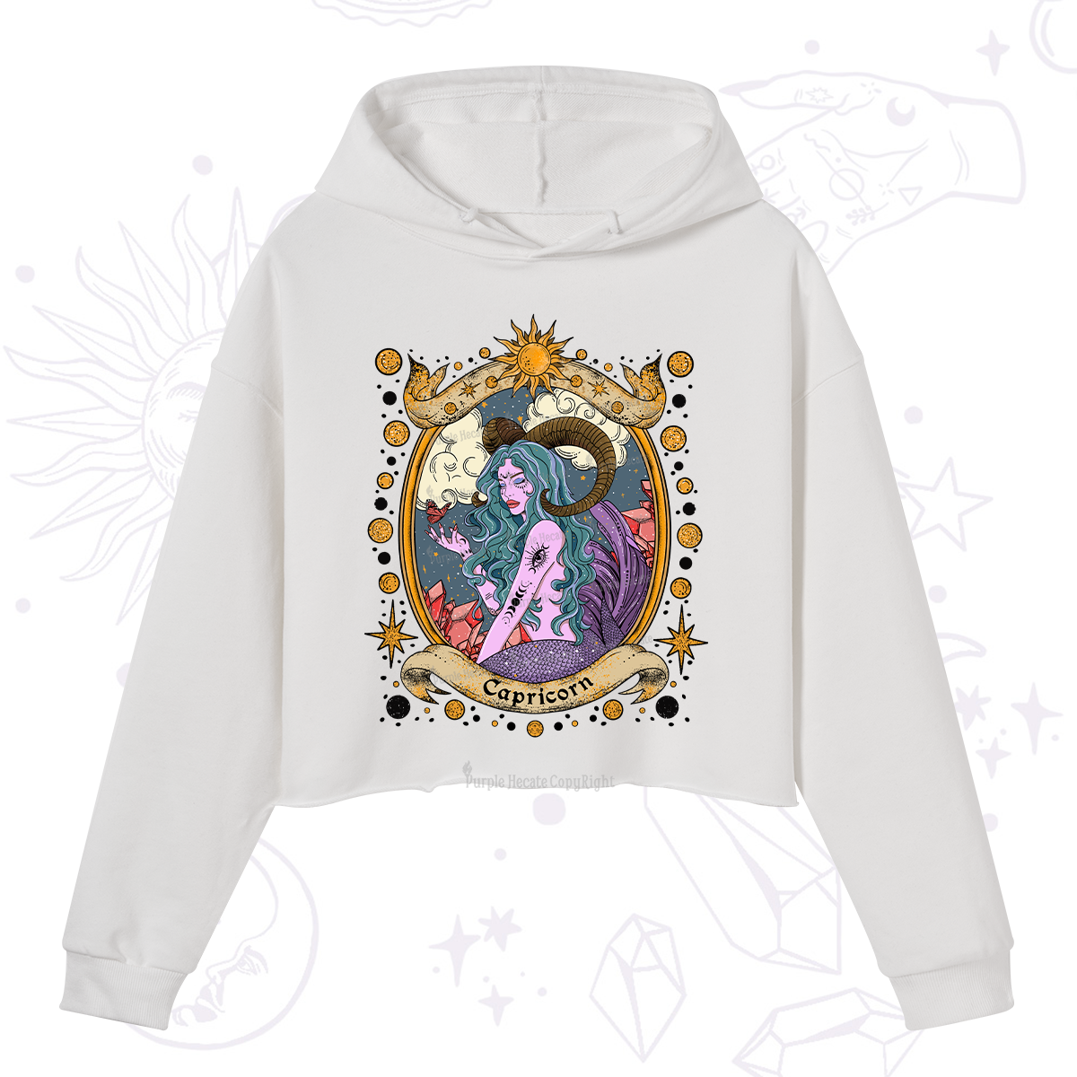 Purplehecate Capricorn Radiance Zodiac Crop Hoodie