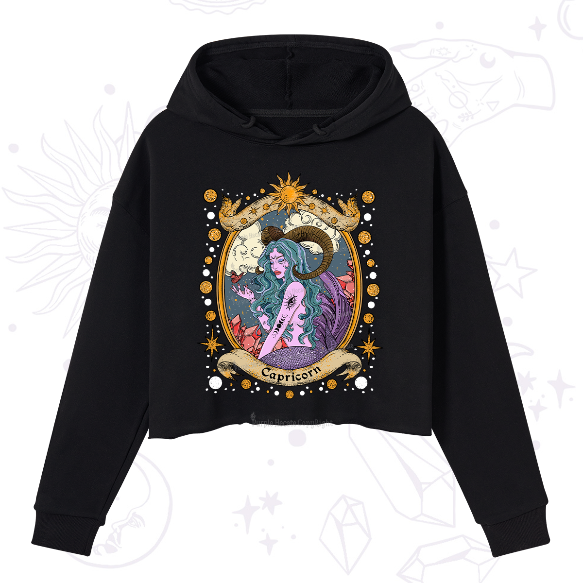 Purplehecate Capricorn Radiance Zodiac Crop Hoodie