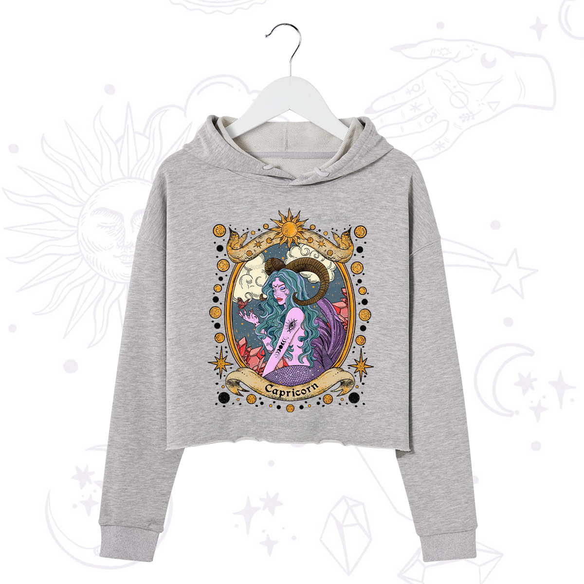 Purplehecate Capricorn Radiance Zodiac Crop Hoodie