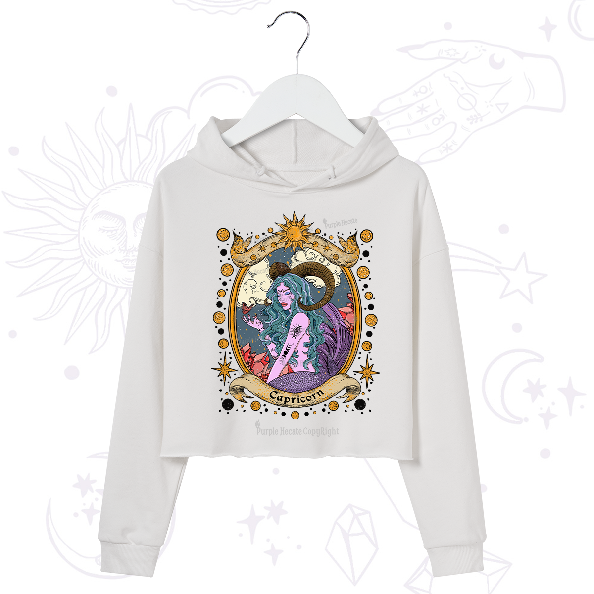 Purplehecate Capricorn Radiance Zodiac Crop Hoodie
