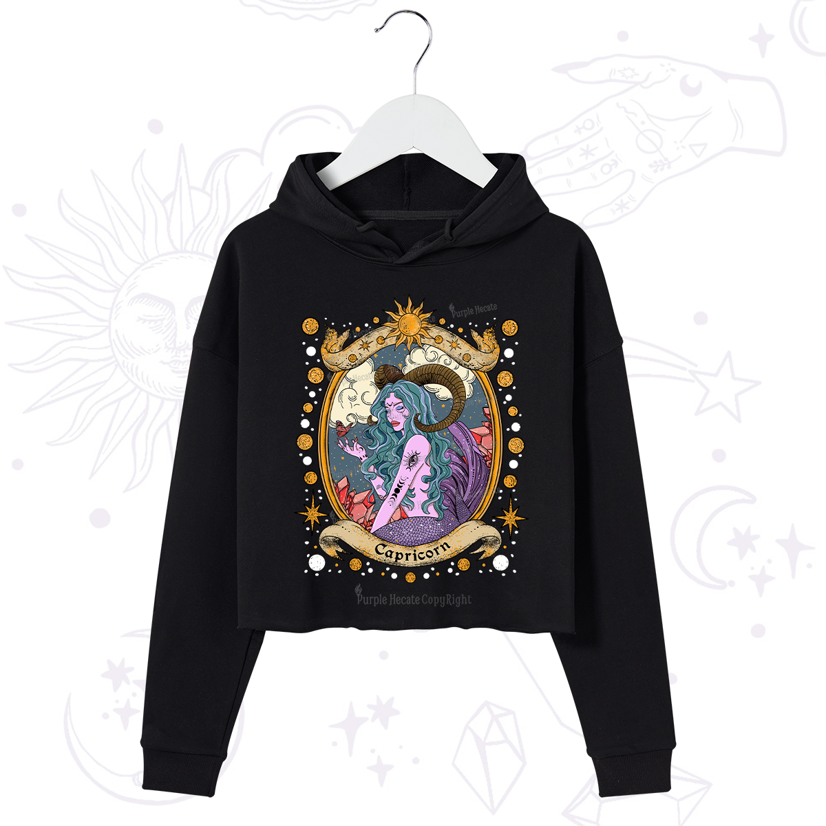 Purplehecate Capricorn Radiance Zodiac Crop Hoodie