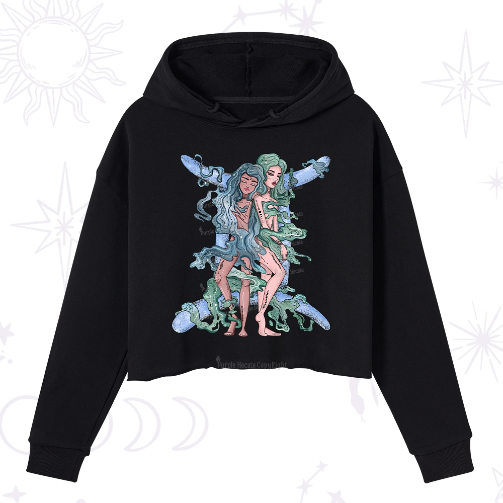 Purplehecate Gemini In Astrology Zodiac Crop Hoodie