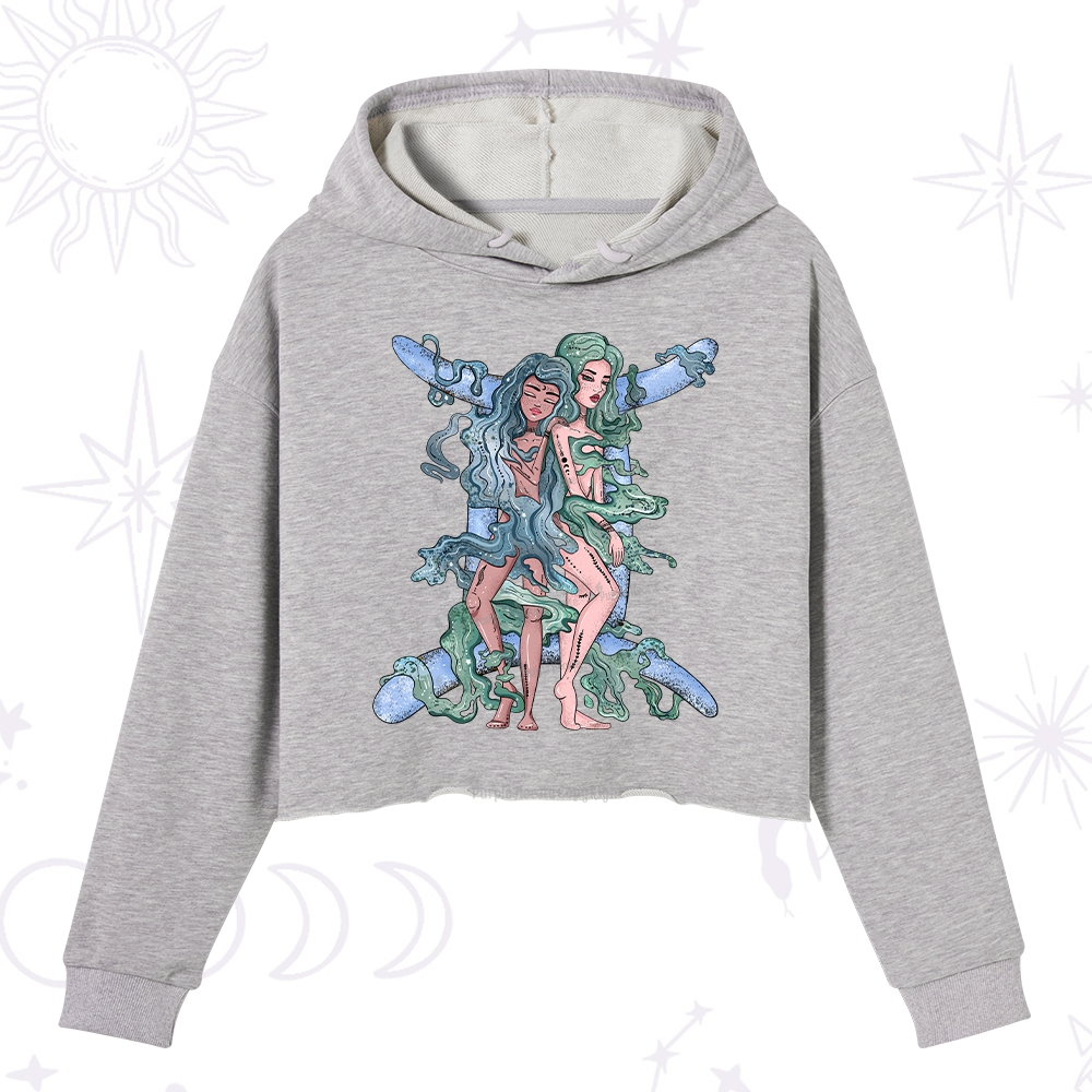 Purplehecate Gemini In Astrology Zodiac Crop Hoodie