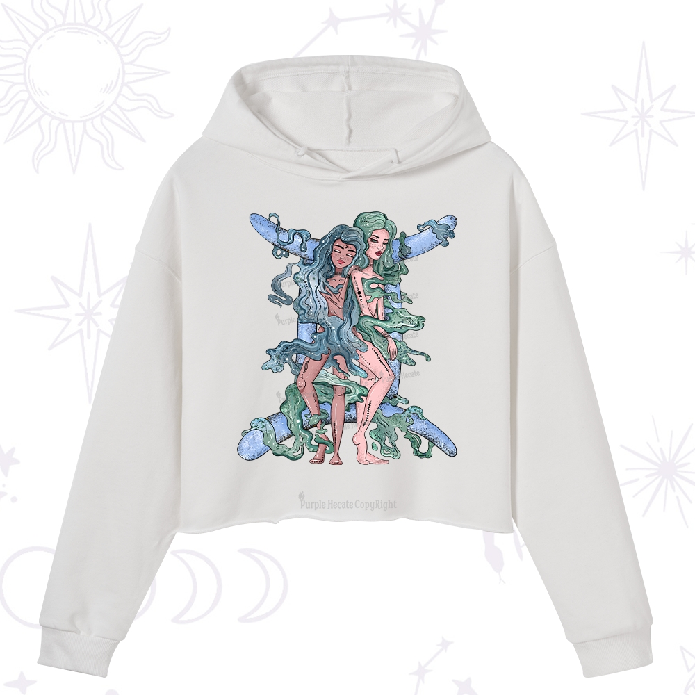 Purplehecate Gemini In Astrology Zodiac Crop Hoodie