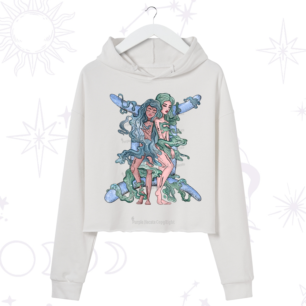 Purplehecate Gemini In Astrology Zodiac Crop Hoodie