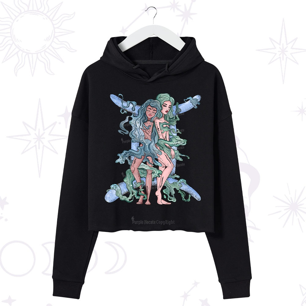Purplehecate Gemini In Astrology Zodiac Crop Hoodie
