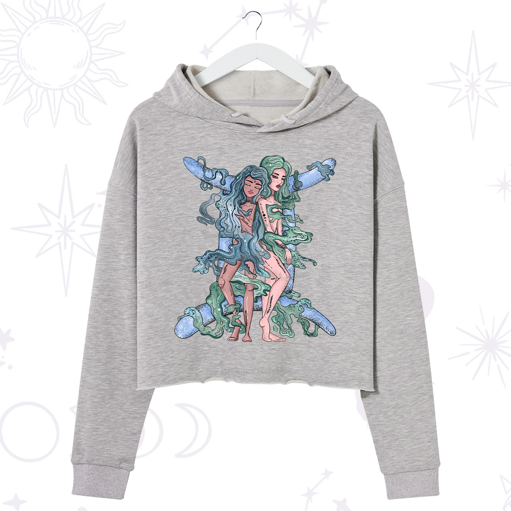 Purplehecate Gemini In Astrology Zodiac Crop Hoodie