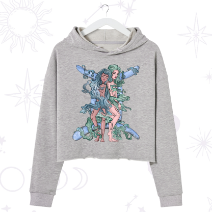 Purplehecate Gemini In Astrology Zodiac Crop Hoodie