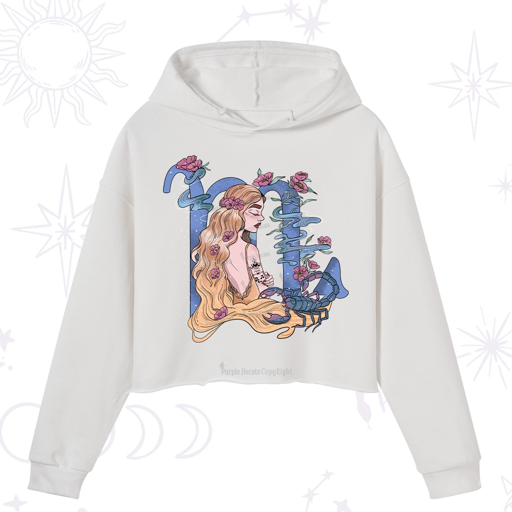 Purplehecate Scorpio In Astrology Zodiac Crop Hoodie