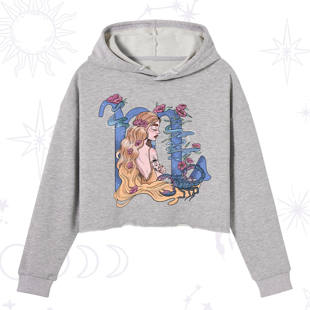 Purplehecate Scorpio In Astrology Zodiac Crop Hoodie