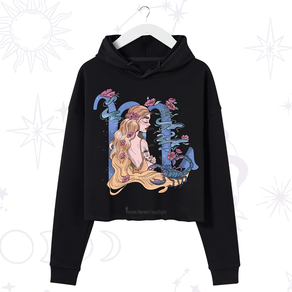 Purplehecate Scorpio In Astrology Zodiac Crop Hoodie