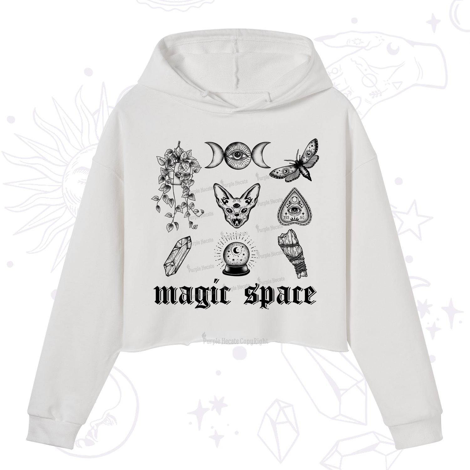 Purplehecate Magic Space Crop Hoodie