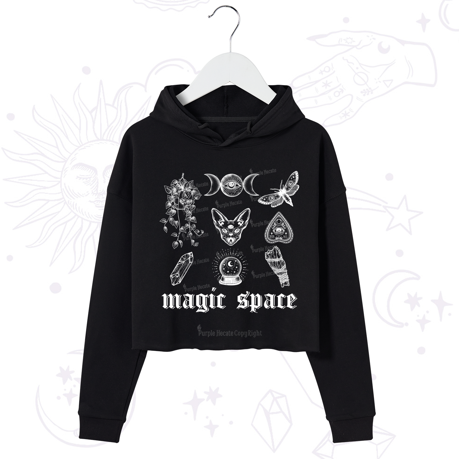 Purplehecate Magic Space Crop Hoodie