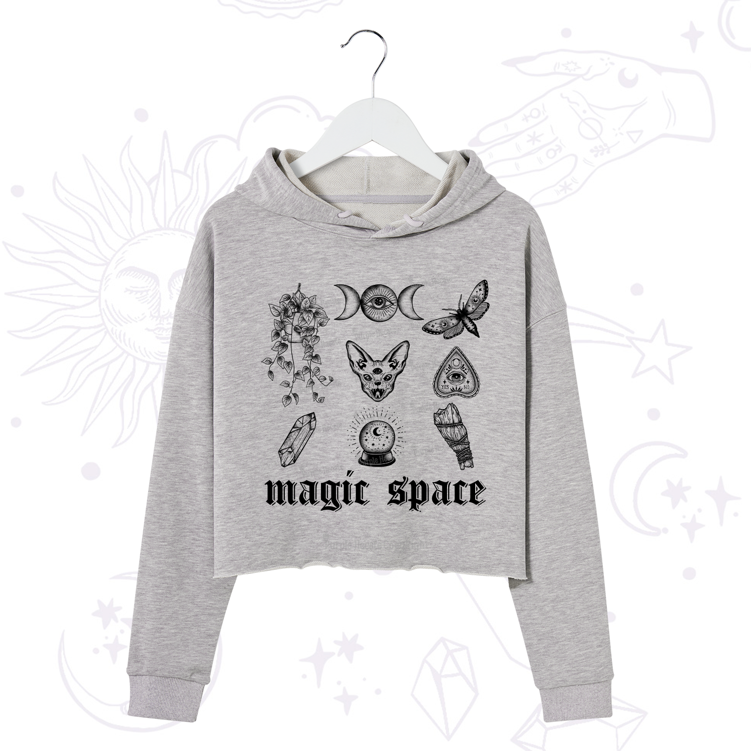 Purplehecate Magic Space Crop Hoodie