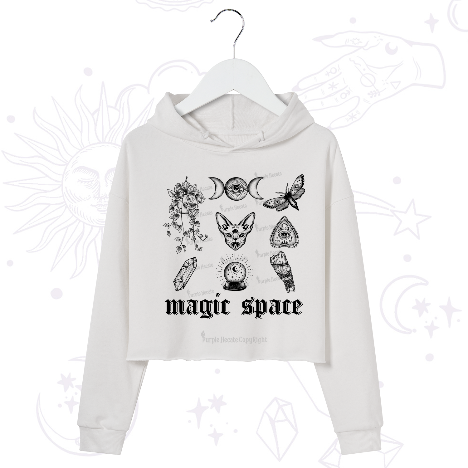 Purplehecate Magic Space Crop Hoodie