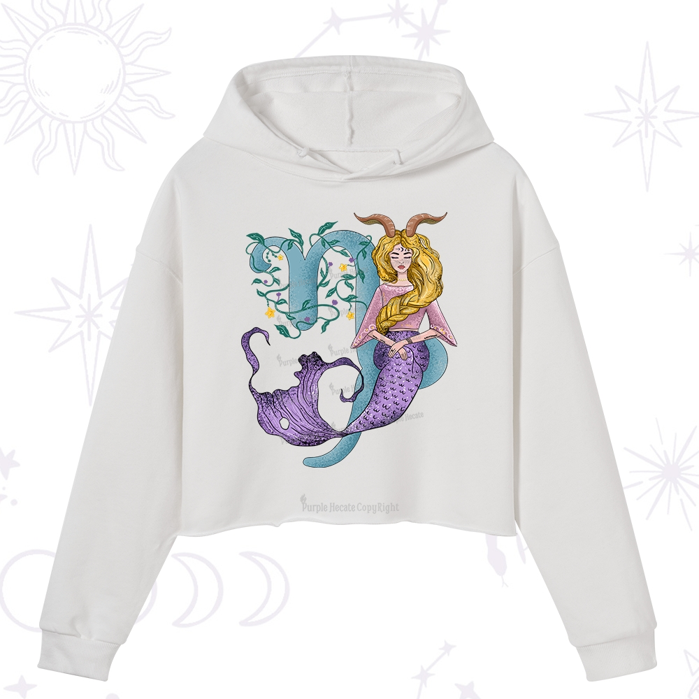 Purplehecate Capricorn In Astrology Zodiac Crop Hoodie