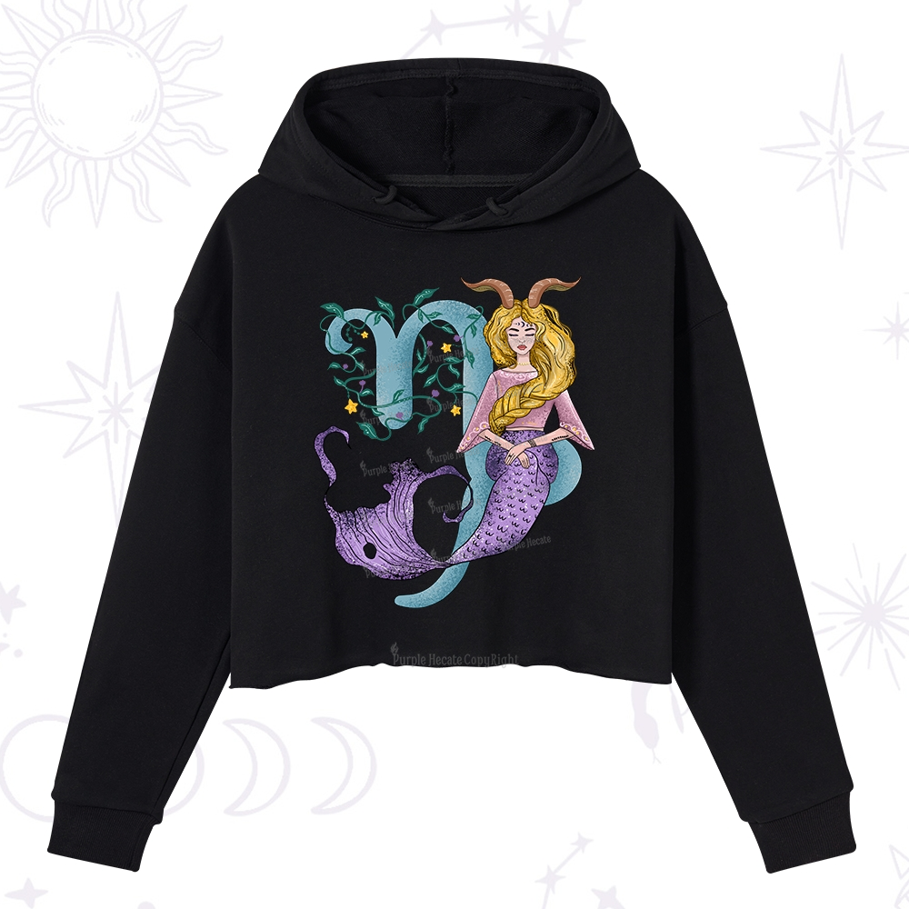 Purplehecate Capricorn In Astrology Zodiac Crop Hoodie