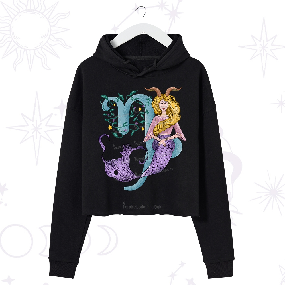 Purplehecate Capricorn In Astrology Zodiac Crop Hoodie