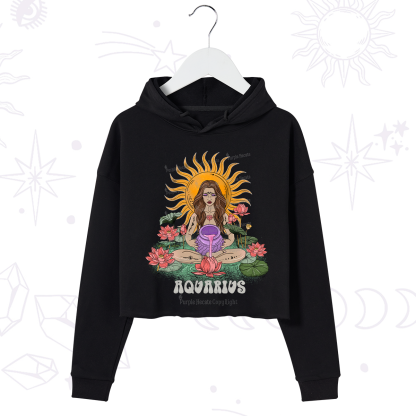 Purplehecate Sun Guardian Of Aquarius Zodiac Crop Hoodie