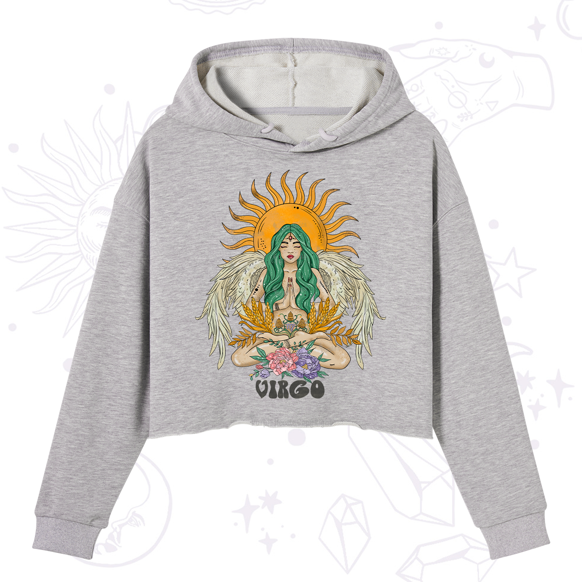 Purplehecate Sun Guardian Of Virgo Zodiac Crop Hoodie