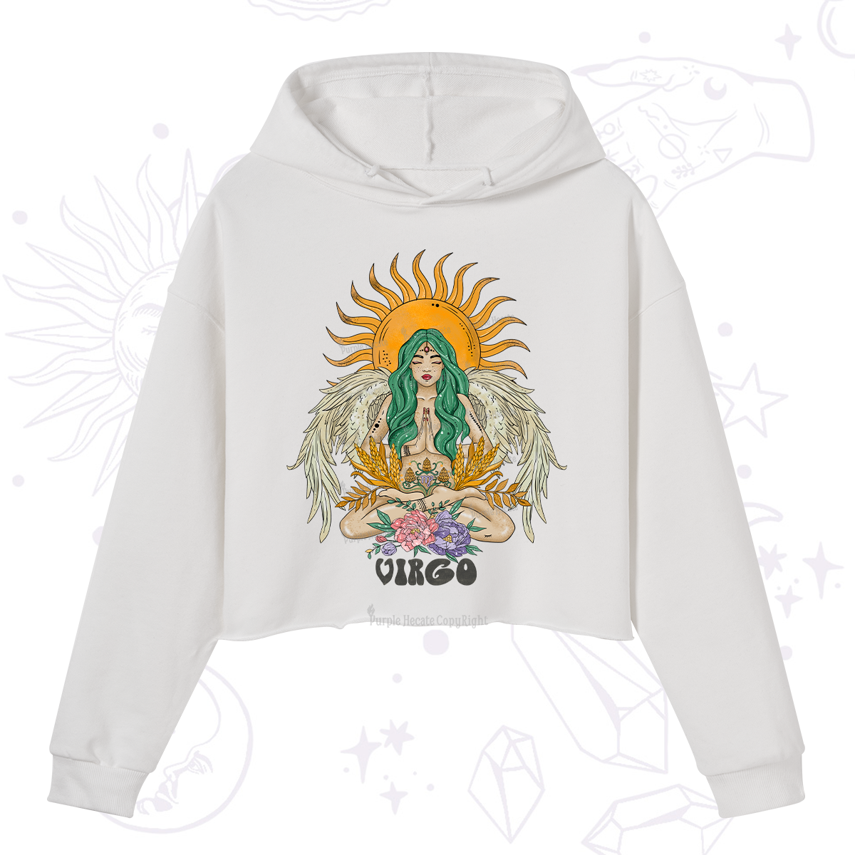 Purplehecate Sun Guardian Of Virgo Zodiac Crop Hoodie