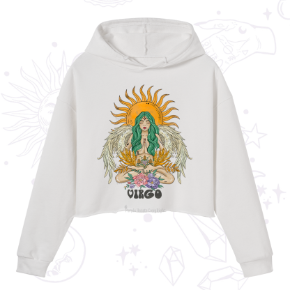Purplehecate Sun Guardian Of Virgo Zodiac Crop Hoodie
