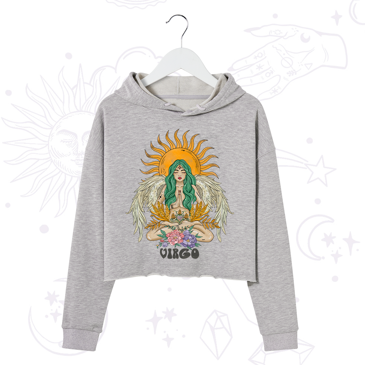 Purplehecate Sun Guardian Of Virgo Zodiac Crop Hoodie