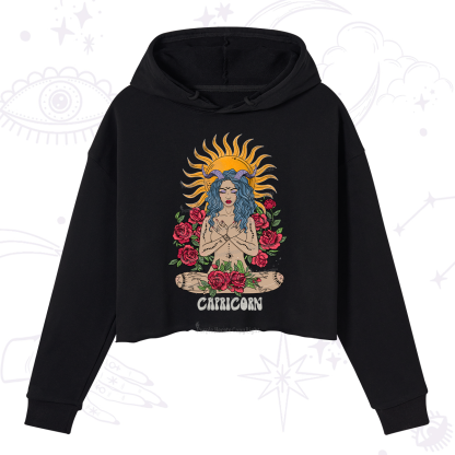 Purplehecate Sun Guardian Of Capricorn Zodiac Crop Hoodie
