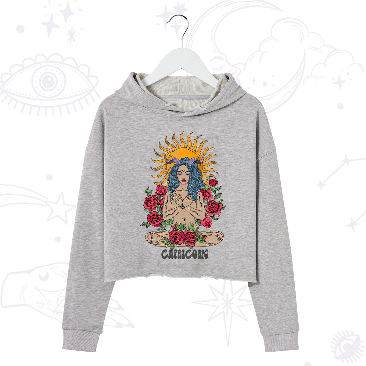 Purplehecate Sun Guardian Of Capricorn Zodiac Crop Hoodie