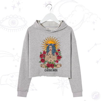 Purplehecate Sun Guardian Of Capricorn Zodiac Crop Hoodie