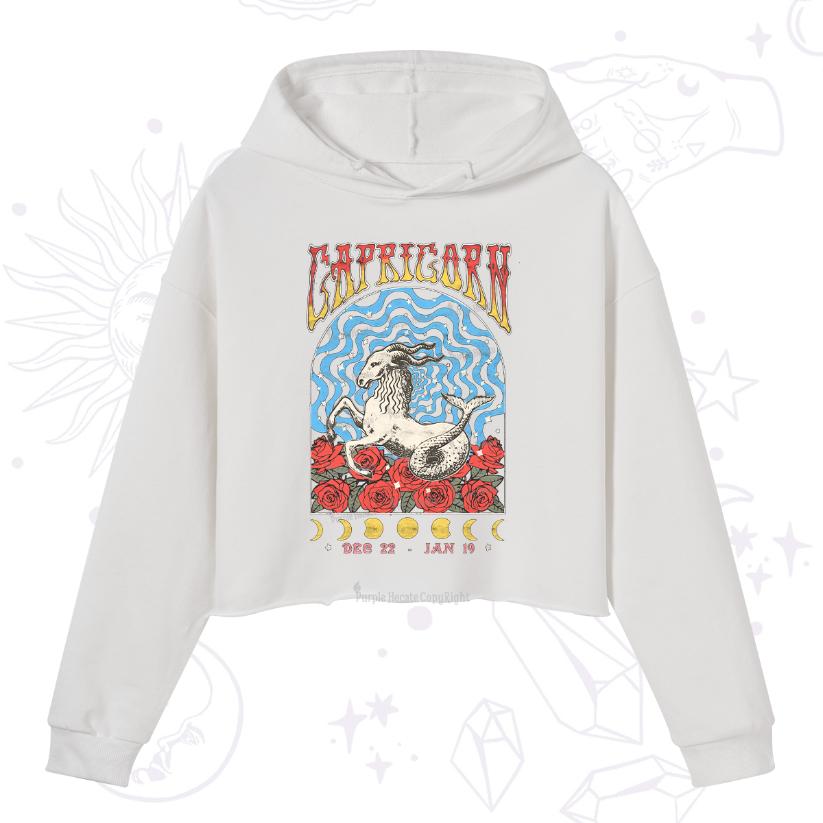 Purplehecate Capricorn Crew Zodiac Crop Hoodie