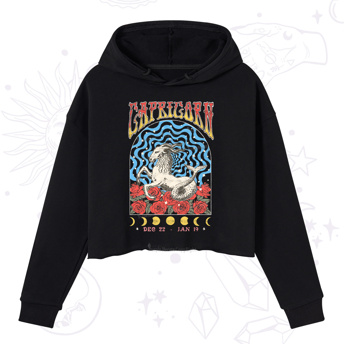 Purplehecate Capricorn Crew Zodiac Crop Hoodie